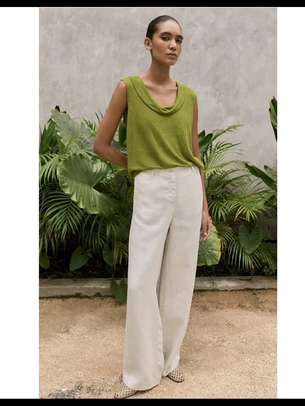 Poetry Ecru Wide-Leg Linen Trousers